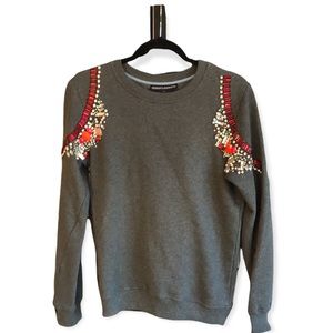 Anthropologie Hemant & Nandita Embellished Gray Sweatshirt